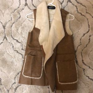 Brown suede Moto vest